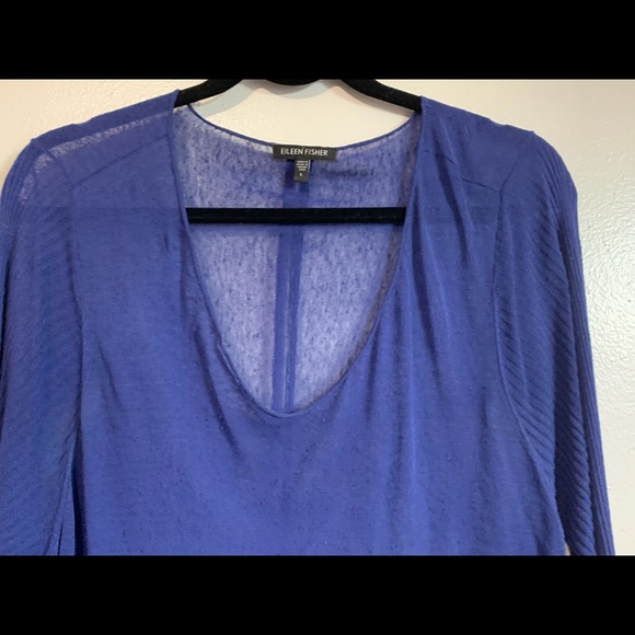 SALE🔥 Eileen Fisher Purple Linen Viscose V- Neck Tunic - Picture 5 of 11